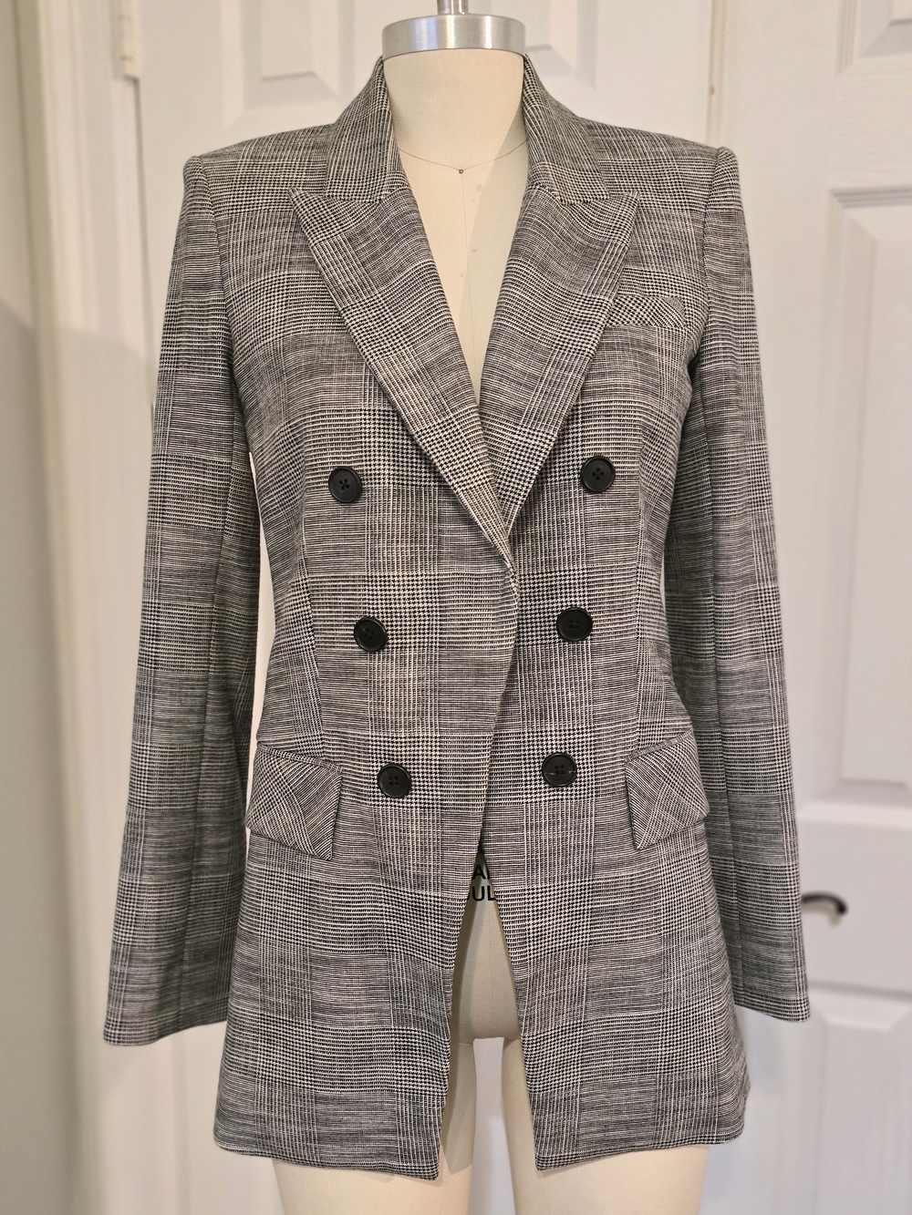 🔥 NWOT Veronica Beard Gray Glen Plaid Double-Breasted Blazer